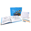 The Future Architect's Tool Kit by Schiffer Publishing, Ltd. features an open guide, closed blue case, grid paper with house floor plan, pencil, ruler, and template—perfect for aspiring young architects.