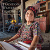 A woman in a vibrant dress highlights the artistry featured in "Traditional Weavers of Guatemala" by Schiffer Publishing, Ltd., celebrating Guatemalan artisans and their weaving traditions.