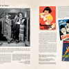Two men in vintage attire stand smiling in a stone archway. To the right are colorful posters and memorabilia. "Collecting Laurel and Hardy" by Schiffer Publishing, Ltd. is perfect for fans of comedy collectibles.