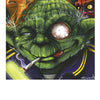 A cartoonish green creature with big ears, in a blue jacket, smokes a cigarette. One eye is bloodshot. Tattoo-style sparks surround its head, with colorful creatures in the background. From "TattooIsMe" by Schiffer Publishing, Ltd.