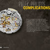 Close-up of an intricate watch movement with visible gears set against a dark background. Large text reads “Patek Philippe® Highlights,” featuring Schiffer Publishing, Ltd., and showcasing the renowned craftsmanship and innovation of Patek Philippe.