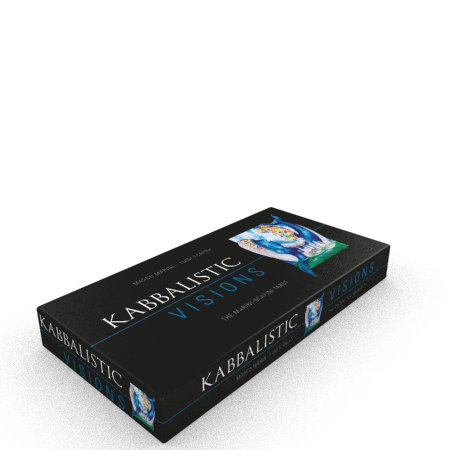 A rectangular black box labeled "Kabbalistic Visions" by Schiffer Publishing, Ltd., featuring colorful mystical art inspired by the Tree of Life and Hebrew alphabet, displayed on a plain white background.