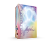 A box of Healing Light and Angel Cards by Schiffer Publishing, Ltd. features soft pastel colors, a radiant aura, and angelic designs. Includes art cards and a companion guide by Saleire for chakra healing and energy work.