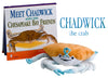 The Chadwick the Crab™ Plush Toy Character by Schiffer Publishing, Ltd. appears beside an illustrated Chesapeake Bay blue crab on the cover of a classic children's book series about the Chesapeake Bay.