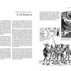The left page of Sword Fighting 2 by Schiffer Publishing, Ltd. shows text titled "Introduction: A Definition," while the right page features more text and three black-and-white illustrations: a satirical group, an artist at work, and a medieval combat scene.