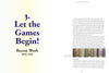 A book spread from What If Textiles by Schiffer Publishing, Ltd. shows “3. Let the Games Begin! Recent Work Shelley Selim” in large text on the left; the right has a title, image, and text on Gerhardt Knodel in a serif font on white.