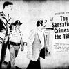 A black-and-white image shows a policeman escorting two men down a hallway. Text reads: “CHAPTER TWO The Sensational Crimes of the 1960s,” with a quote on society and crime, from In the Company of Evil—Thirty Years of California Crime, 1950-1980 (Schiffer Publishing).