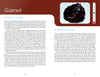 The Carry Me Crystals—Chakra Clearing & Oracle Card Deck by Schiffer Publishing, Ltd. features crystal card-inspired pages on Garnet, showcasing the Root Chakra with a gemstone photo and Heart Chakra clearing tips in decorative text blocks.