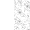 Kristy's Summer Cutting Garden by Schiffer Publishing, Ltd. features black and white flower illustrations with detailed petals and leaves—perfect for watercolor coloring. The right side offers ready-to-paint art; the left side is completely blank.