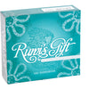 A teal box of Rumi's Gift Oracle Cards by Schiffer Publishing, Ltd., with ornate white designs and a flowing-haired face on the front—a beautiful meditation set inspired by poetic wisdom.