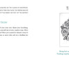 Two pages from Rumi's Gift Oracle Cards by Schiffer Publishing, Ltd.: Left—text about a poem depicted by a dancer under "Poem in Action," evoking Rumi oracle cards. Right—"The Path" above a mandala and a short blue italic poem at the bottom.