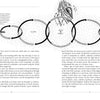 A two-page spread from The Pendulum Kit by Schiffer Publishing, Ltd. displays text and a diagram with circles labeled Search, Ellipse, and Circle—illustrating how pendulum dowsing finds underground energy fields, with wavy lines and roots above.