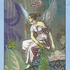Illustration from The Enchanted Love Tarot by Schiffer Publishing, Ltd. shows a winged woman in a flowing dress with vibrant butterflies. "Princess of Wings" and "The Messenger" text symbolize guidance in relationships.