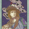 The Enchanted Love Tarot by Schiffer Publishing, Ltd. features the illustrated King of Shells card, showing a person in a feathered hat holding a shell on a purple background. Labeled The Visionary, it represents insight into relationships.