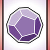 A stylized purple dodecahedron with white outlines is centered on a red-bordered Sacred Geometry Healing Card by Schiffer Publishing, Ltd. The top reads PLATONIC SOLIDS and 22; below: DODECAHEDRON ALL SEEING & KNOWING.