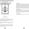 A grayscale page from the Sacred Geometry Healing Cards guidebook by Schiffer Publishing, Ltd. features the heading 32 BALANCE, an image of balanced scales above “Rebalancing,” plus guidance on balance, sacred geometry, and crystals for equilibrium.
