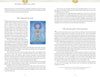A two-page spread in Sacred Mysteries by Schiffer Publishing, Ltd. features an illustrated card of a meditating figure with highlighted chakras on the left and text about using a chakra oracle deck on the right.