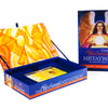 The Archangel Metatron Self-Mastery Oracle by Schiffer Publishing, Ltd. includes a boxed set with cards and an upright guidebook featuring an angel with golden wings holding a glowing orb for spiritual guidance.