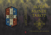 Rota Mundi Tarot book cover by Schiffer Publishing, Ltd. features intricate esoteric symbols and a cross with occult markings, inspired by the Kabbalah Tarot. Gold title text stands out on a dark, textured background.