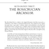 A page from Rota Mundi Tarot by Schiffer Publishing, Ltd. features introductory text on the Rosicrucian Order, quotes, and explores links to Kabbalah Tarot and occult wisdom, adorned with ornate divider designs.