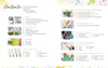The table of contents in *How to Make Art for Joy’s Sake* (Schiffer Publishing, Ltd.) is colorful and vibrant, with watercolor splashes and sections on prep, materials, word, details, joy, exercises, watercolor techniques, and project ideas.