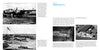 A two-page spread in "B-25 Mitchell, Vol. 1: The A through D Models in World War II" by Schifferbooks features black-and-white photos of B-25s on runways, at airfields, and inside a California aircraft plant with workers.