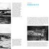 A two-page spread in "B-25 Mitchell, Vol. 1: The A through D Models in World War II" by Schifferbooks features black-and-white photos of B-25s on runways, at airfields, and inside a California aircraft plant with workers.