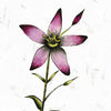 Illustration of a Centaury flower with five pink petals, yellow center, green stem, and leaves on a white background. "Centaury" appears above the flower. From Listening to Flowers by Schiffer Publishing, Ltd., inspired by Bach flower essence remedies.