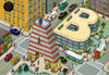 ABCity by Schiffer Publishing, Ltd. features a lively city with A- and B-shaped buildings, colorful vehicles, and people—an illustrated maze or seek-and-find adventure that's perfect for exploring the alphabet in a playful urban scene.