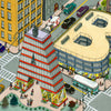 ABCity by Schiffer Publishing, Ltd. features a lively city with A- and B-shaped buildings, colorful vehicles, and people—an illustrated maze or seek-and-find adventure that's perfect for exploring the alphabet in a playful urban scene.