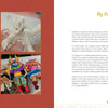 A two-page spread from "The Retablos of Jeronimo Lozano" (Schiffer Publishing, Ltd.) shows clay sculpting and figurines on the left; on the right, “My Process” explains creating Mexican figures inspired by Peruvian retablos and Jeronimo Lozano.