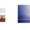 A spread from "Village Beaches" by Schiffer Publishing, Ltd.: left page shows text titled INTRODUCTION and two small camera photos (one on a tripod at sunset); right page displays a large, pastel seascape by an art photographer.