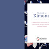 Book cover for The Guide to Kimono with a floral antique kimono-inspired fabric, a white rectangle displaying the title and subtitle, and the Schiffer Publishing, Ltd. logo at the bottom. Author: Justine Sobocan.