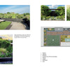 Repose in the Metropolis by Schiffer Publishing, Ltd. features a rooftop garden with lounge chairs, lush green plants, and wooden decking, depicted with overhead views and labeled diagrams inspired by New York City gardens.