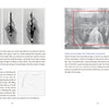 From Schiffer Publishing, Ltd.'s "Sketchbook Traveler New England": Left page—B&W photos show pencil grips with line pressure tips; right page—a grayscale waterfall photo, red rectangle, and composition notes from a New England art journal.