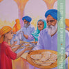 Volunteers share food at a community meal, inspiring spiritual growth. Colorful turbans and scarves fill the warm scene. Text reads: “Fellowship: Sharing & Coming Together.” Featured: Christ Consciousness Self-Mastery Oracle by Schiffer Publishing, Ltd.
