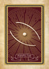 Sigils by Schiffer Publishing, Ltd. is a tarot card featuring a maroon and gold background with radiant lines, curved white accents, and “PERSPECTIVE” on a banner. The ornate border recalls sigils for spiritual empowerment.