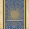 A tarot-style card by Schiffer Publishing, Ltd.—"Sigils" features a sunburst pattern, bold white L-shaped line, and FILTER ribbon on vintage textured background—perfect for spiritual empowerment and manifestation.