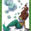 Illustration of a mermaid with flowing brown hair, green tail, and purple seashell top blowing bubbles. Text: "Air/Lungs/Circulation." Inspired by The Healthy Witch Oracle Cards by Schiffer Publishing, Ltd. Banner: Breath; black apple marked 31.