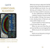 A card titled Vibrational Alignment from The Shaman’s Way Oracle by Schiffer Publishing, Ltd. displays artistic text and an abstract glowing figure. The page explains alignment and shares spiritual healing tips for moments of feeling out of sync.