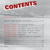 Table of contents page for Japanese War Fantasy 1933 by Schiffer Publishing, Ltd., with a red CONTENTS header, Fukumura Chapters 1–7 listed, and a grayscale wave background evoking classic Japanese pulp fiction.