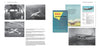A two-page book spread from Schiffer Publishing, Ltd. features black-and-white and color photos, cockpit views, brochures, and text about the Douglas DC-4, DC-6, and DC-7 commercial airliners.