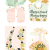 Field Guide to the Soul by Schiffer Publishing, Ltd. features four pastel illustrations—lungs, jug, leaves, and bottle—with uplifting affirmations. Ideal as cards for mindful meditation and positivity practices.