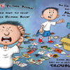 A frustrated boy yells, “I Hate Picture Books!” as another tosses children’s picture books into a trash box. Scattered books and bold text capture the humor of I Hate Picture Books!: 10th Anniversary Edition by Schiffer Publishing, Ltd.