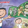 A frustrated child points at an open book in a plain room. In "I Hate Picture Books!: 10th Anniversary Edition" by Schiffer Publishing, Ltd., humorous angry text says, “NOTHING! No forest! No boat! No wild things anywhere!”.