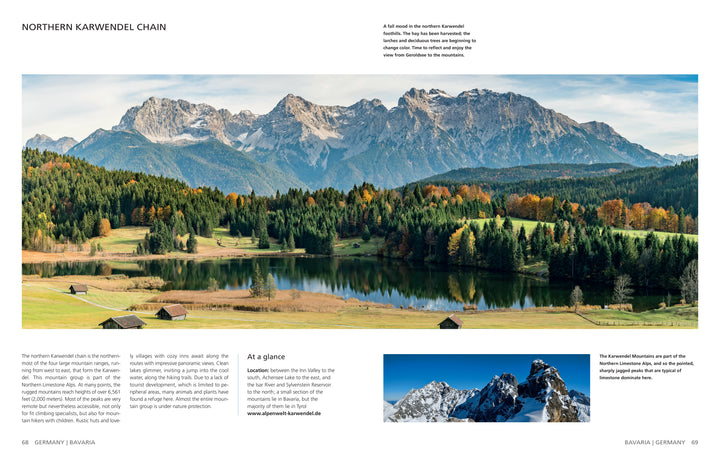 The Wild Alps" by Schiffer Publishing, Ltd. captures serene mountain lakes reflecting forested hills and rugged Alpine peaks, with wooden huts dotting green meadows—an ideal inspiration for Alps photography.