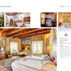 A magazine spread in "At Home with Royalty" by Schiffer Publishing, Ltd. showcases scenic castles, ornate bedrooms, antique furnishings, and opulent decor—celebrating luxury castle living.