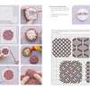 Counted Sashiko Embroidery by Schiffer Publishing, Ltd. offers a step-by-step photo guide for making a circular brooch with a red geometric hishizashi pattern, plus cross-stitch and sashiko assembly instructions.