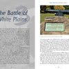 An open book, Hudson Valley History & Mystery, Volume 2 by Schiffer Publishing, Ltd., shows "The Battle of White Plains" text on the left and a photo of a historic cannon on the right, connecting regional history with scenic outdoors.