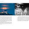 Easy Astrophotography by Schiffer Publishing, Ltd. features striking images of a large orange moon over a white-domed observatory and a bright full moon above rugged night cliffs, highlighting the beauty of night sky photography.